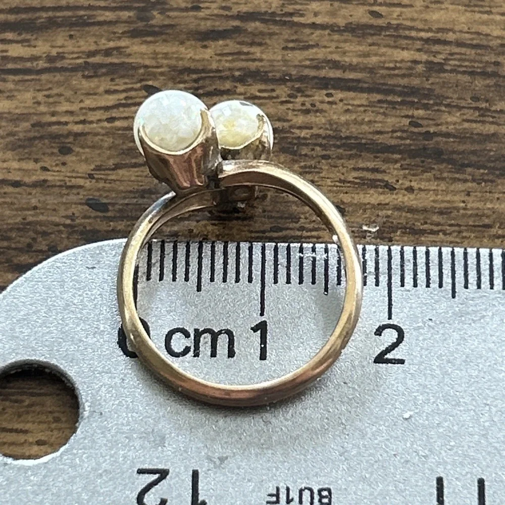 Vintage Clark & Coombs C&C 10K Gold Filled Double Opal Bypass Ring